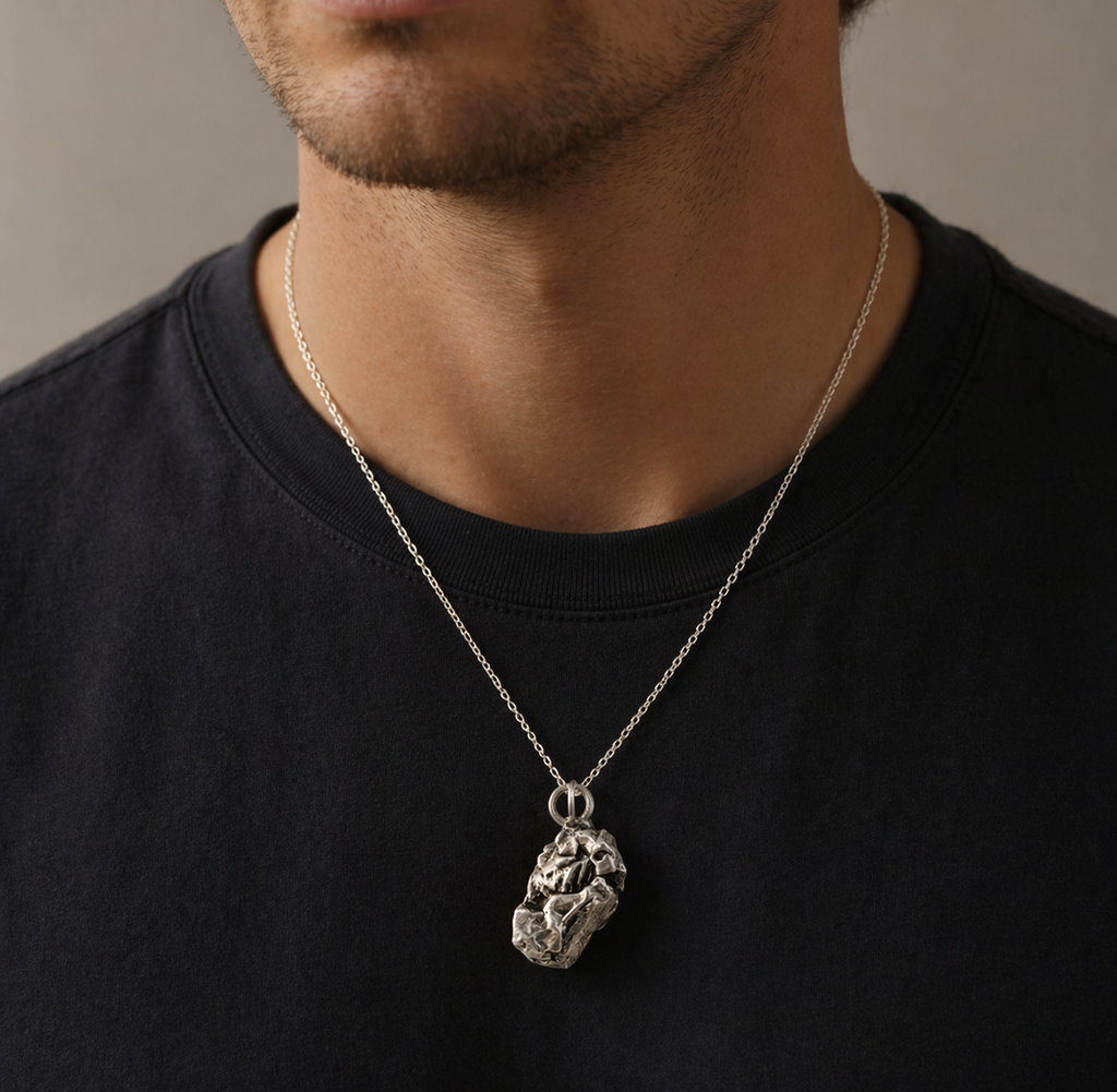 Campo Del Cielo Meteorite Pendant – Iron Meteorite Necklace – Sterling Silver Chain