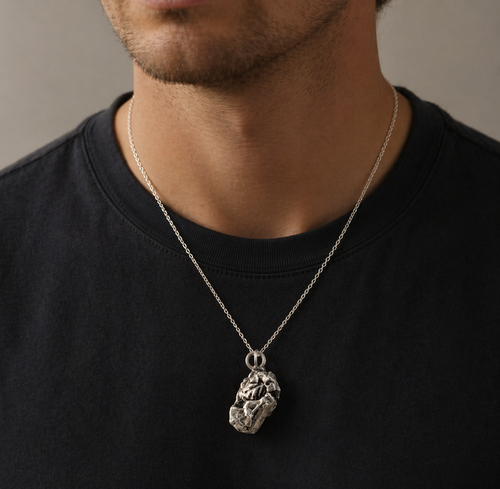 Campo Del Cielo Meteorite Pendant – Iron Meteorite Necklace – Sterling Silver Chain