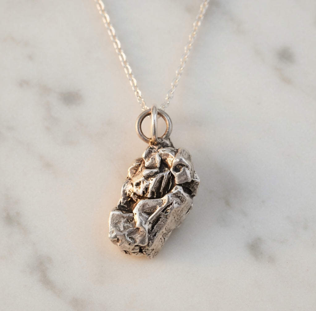 Campo Del Cielo Meteorite Pendant – Iron Meteorite Necklace – Sterling Silver Chain