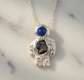 Solid Silver Spaceman Meteorite Pendant – Campo Del Cielo Necklace – Sterling Silver