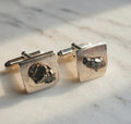 Solid Silver Square Meteorite Cufflinks
