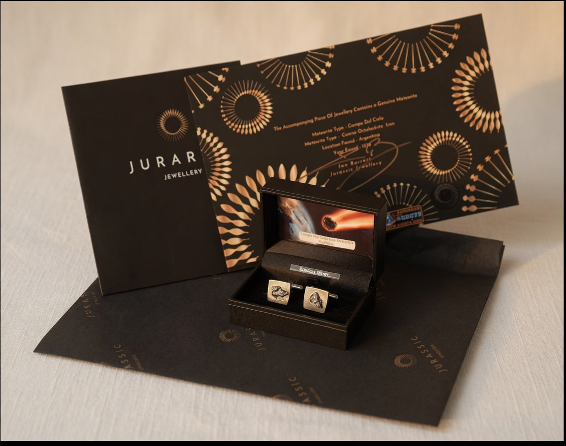 Solid Silver Square Meteorite Cufflinks